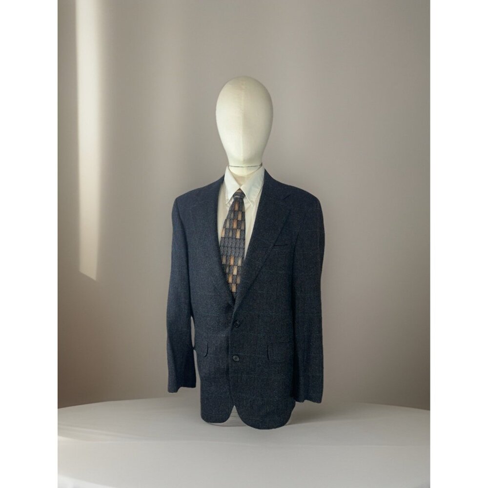 Sutter And Grant Mens Size 40 L Blue Gray Suit Jacket Wool 2 Button Unvented USA